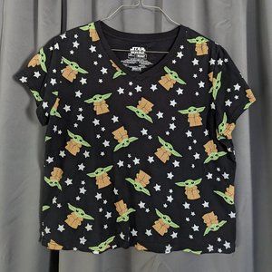 Disney Star Wars Mandalorian Grogu V-Neck Tee Shirt Plus Size 2X